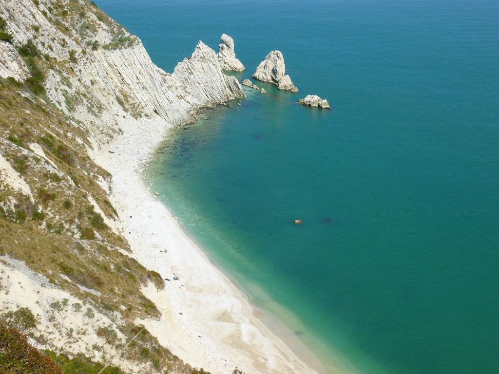 White limestone cliffs along Adriatic Coast, Two Sisters Beach Monte Conero